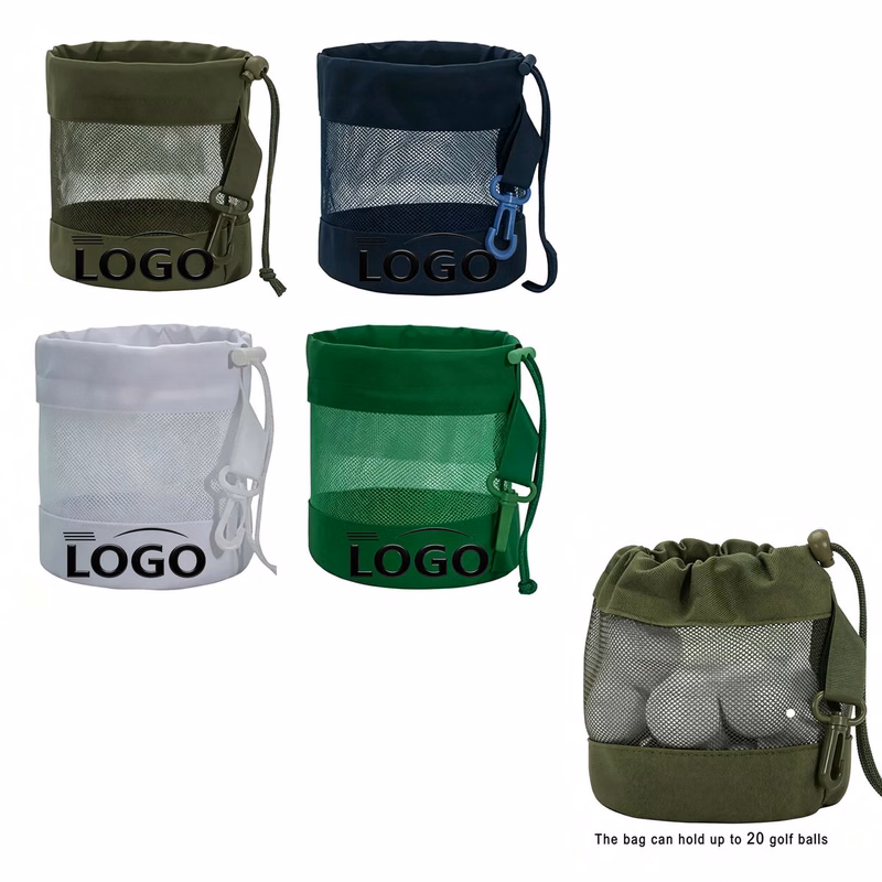 Mesh Drawstring Golf & Tennis Ball Pouch With Custom