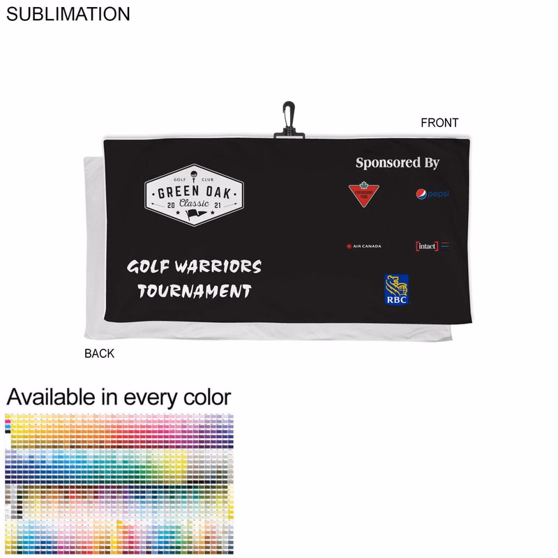Oversized Golf Towel in Plush, Soft Velour Terry, 24x48, with Black Swivel Hook, Sublimated 1 side