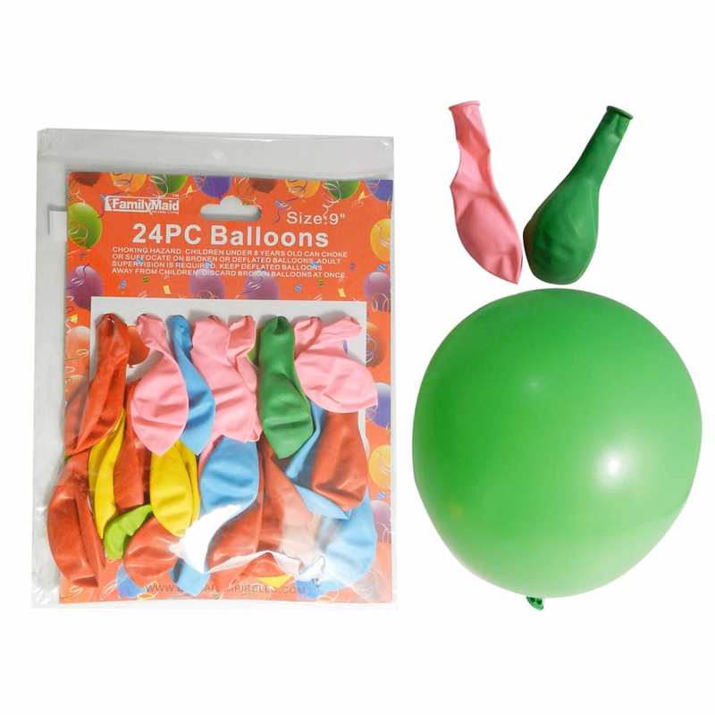 Party Balloons - 24 Count 9" Assorted