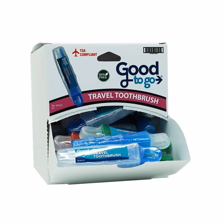 Travel Toothbrushes in Dispensing Case - Assorted