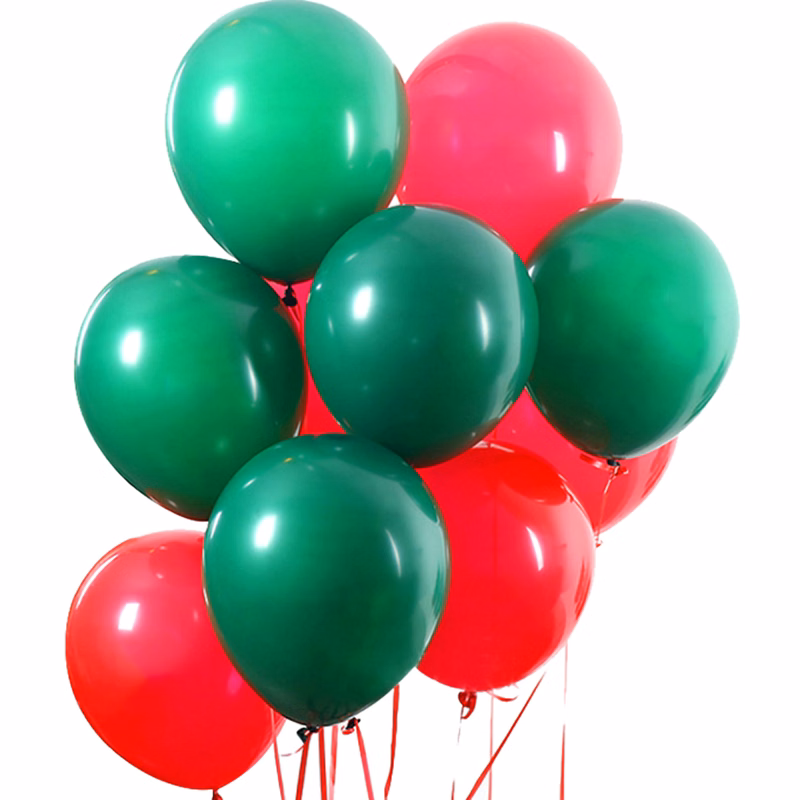 10" Christmas Red and Green Latex Balloons