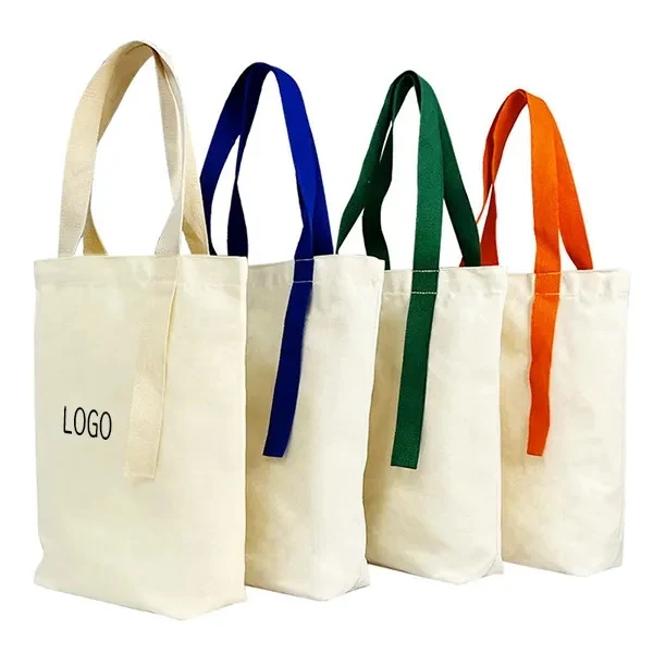 Canvas Tote Bags with Colorful Streamer Accents, custom tote bag with logo imprint 1
