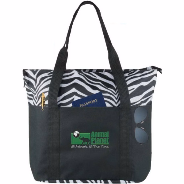 Zebra Poly Zippered Tote Bag