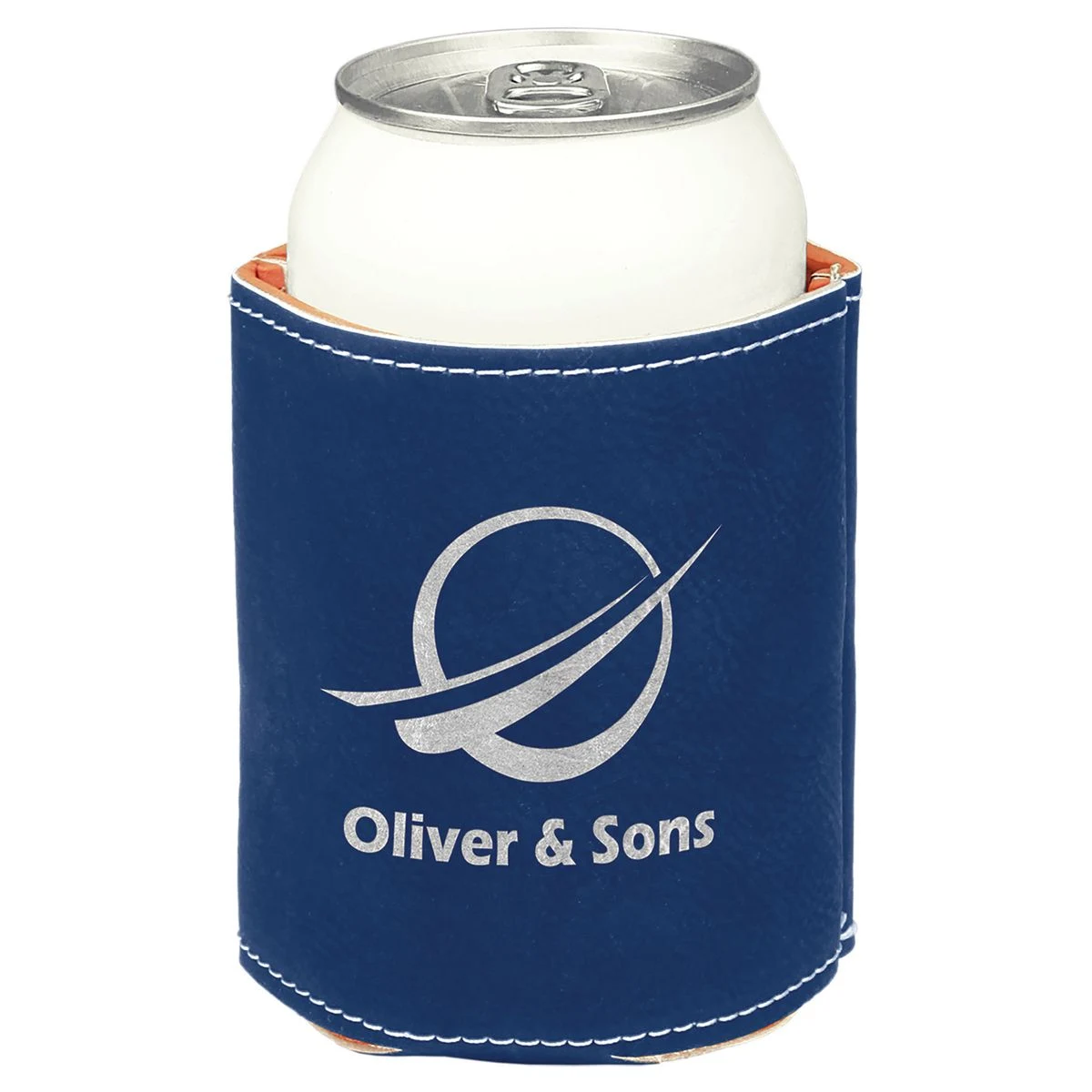 3 3/4" Blue/Silver Leatherette Beverage Holder 1