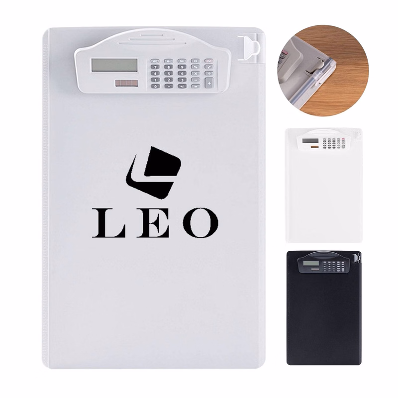 A4 Solar Calculator Files Document Clip Board with Pen