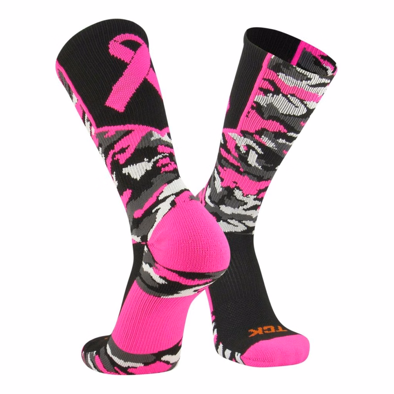 Breast Cancer Awareness Crew Socks Pink Camo