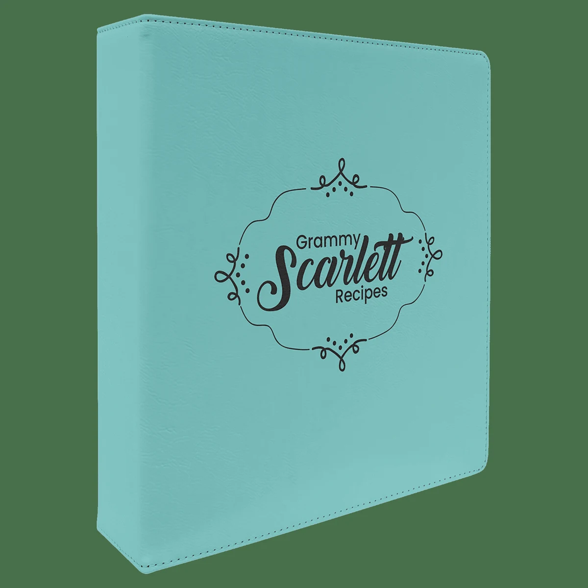 11" x 11 1/2" Teal Leatherette 3 Ring Binder with 2" Slant D Rings 1