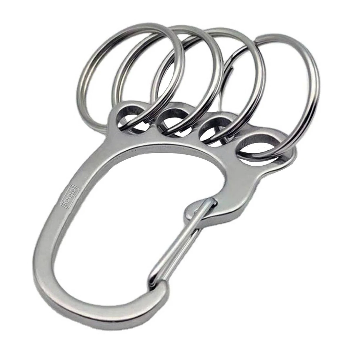 Outdoors Stainless Steel Small Foot Keychain w/ 4 Keyrings 1
