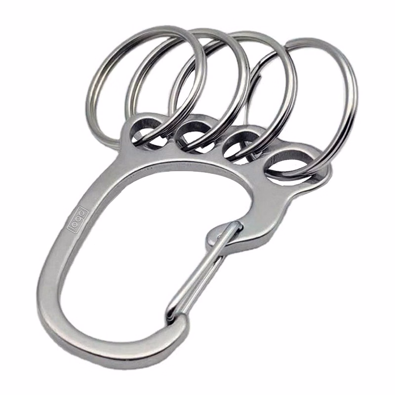 Outdoors Stainless Steel Small Foot Keychain w/ 4 Keyrings