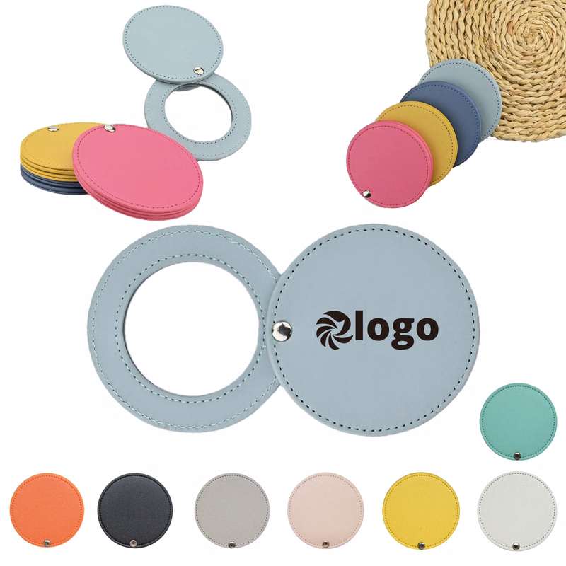 Elegant Mini PU Leather Single-sided Makeup Mirror