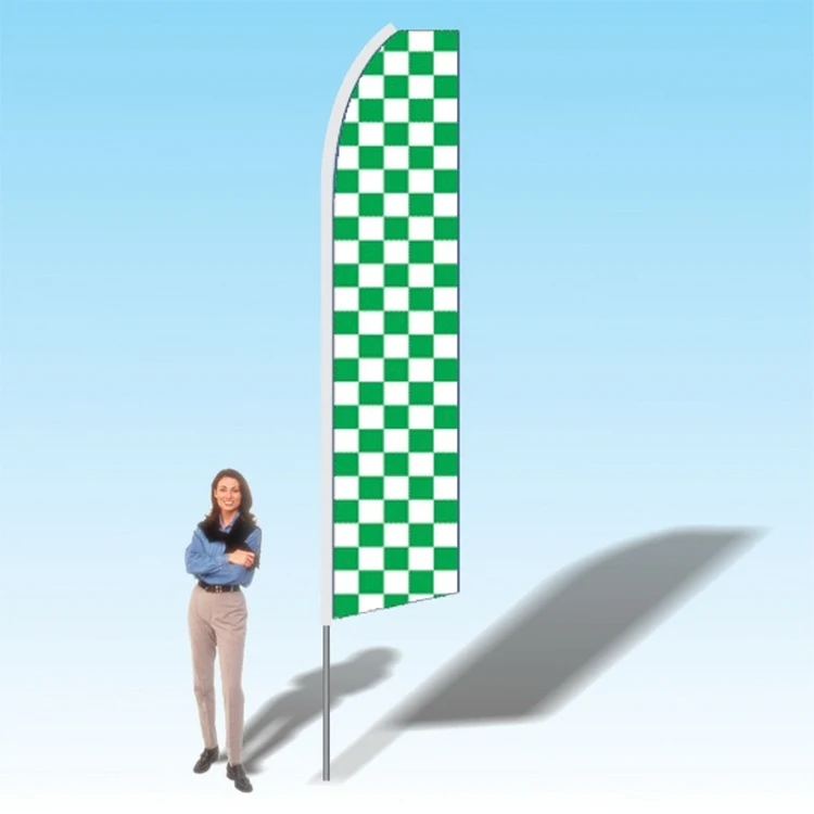 15FT Green White Checkered Advertising Banner Flag 1