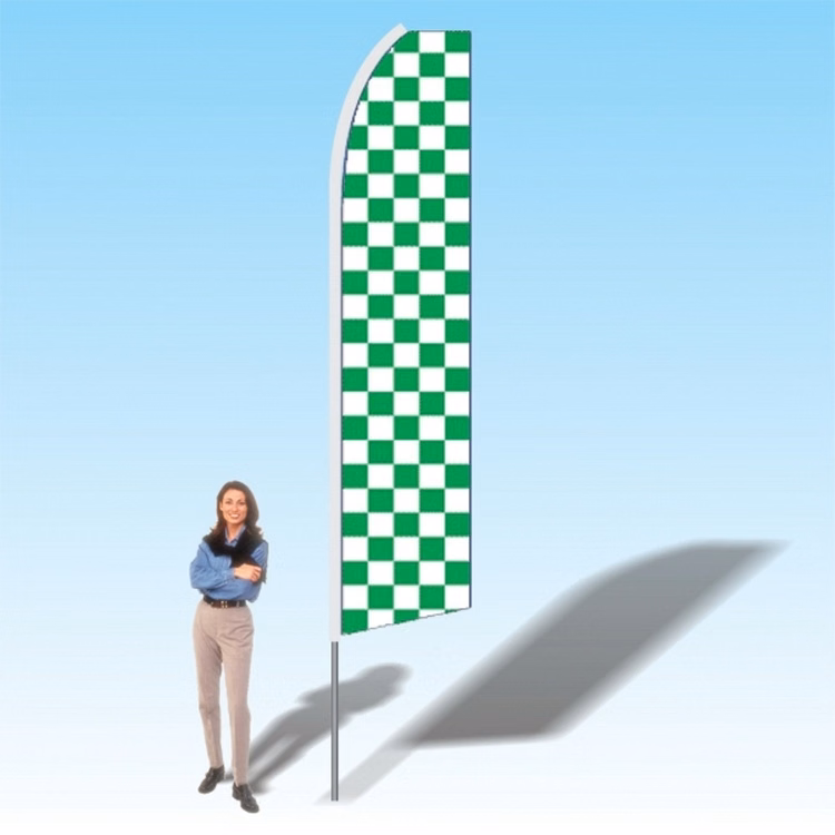 15FT Green White Checkered Advertising Banner Flag