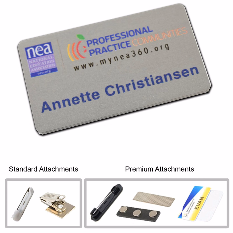 2.125 inch x 3.375 inch Metal Name Badge