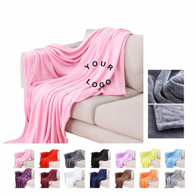 Polyester Fleece Blanket with Custom Patch