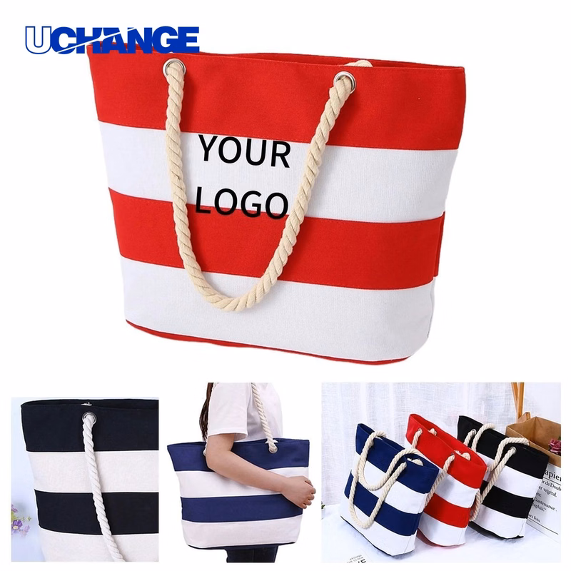 Rope Handle Cotton Tote Bag Carrier for Beach