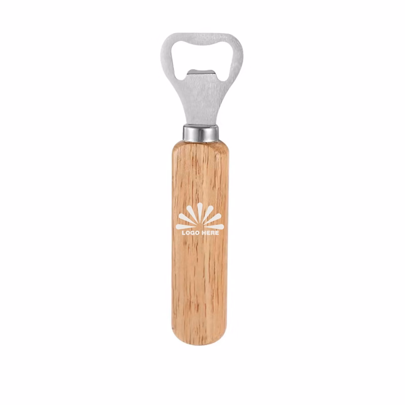 Customizable wooden handle bottle opener
