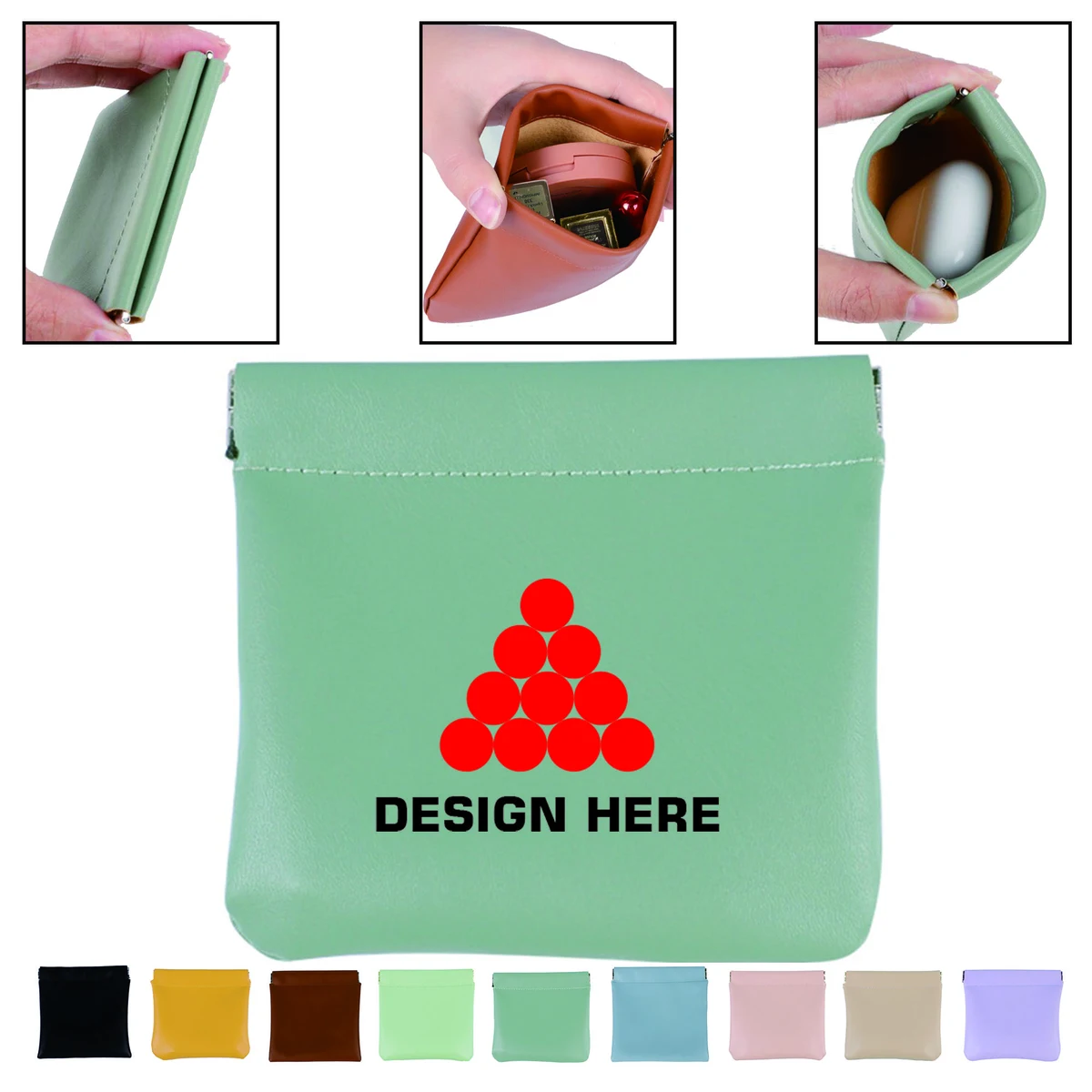 MOQ30 PU Leather Snap Closure Storage Pouch 1