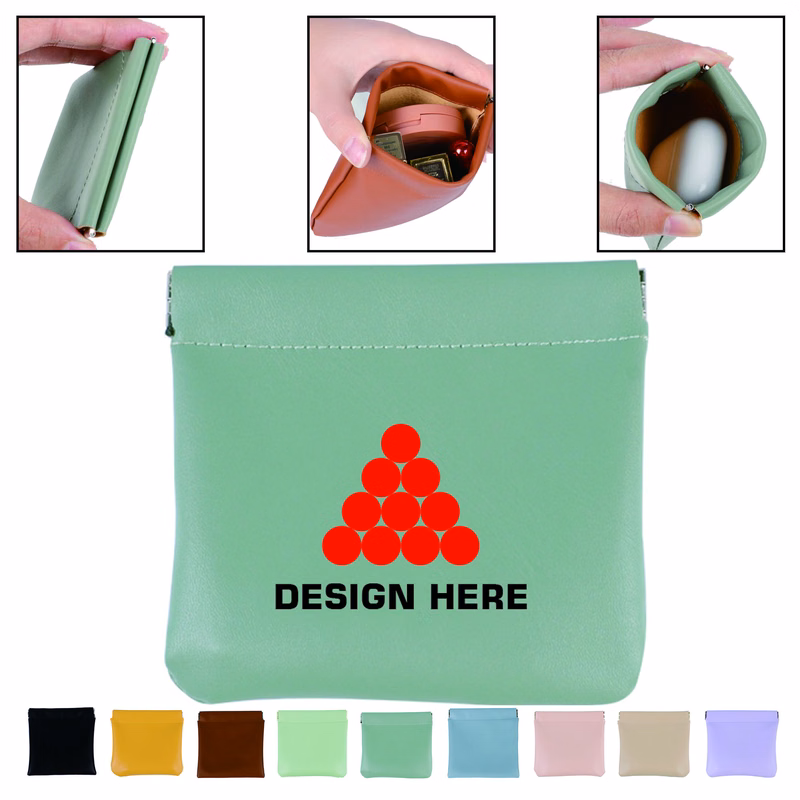 MOQ30 PU Leather Snap Closure Storage Pouch