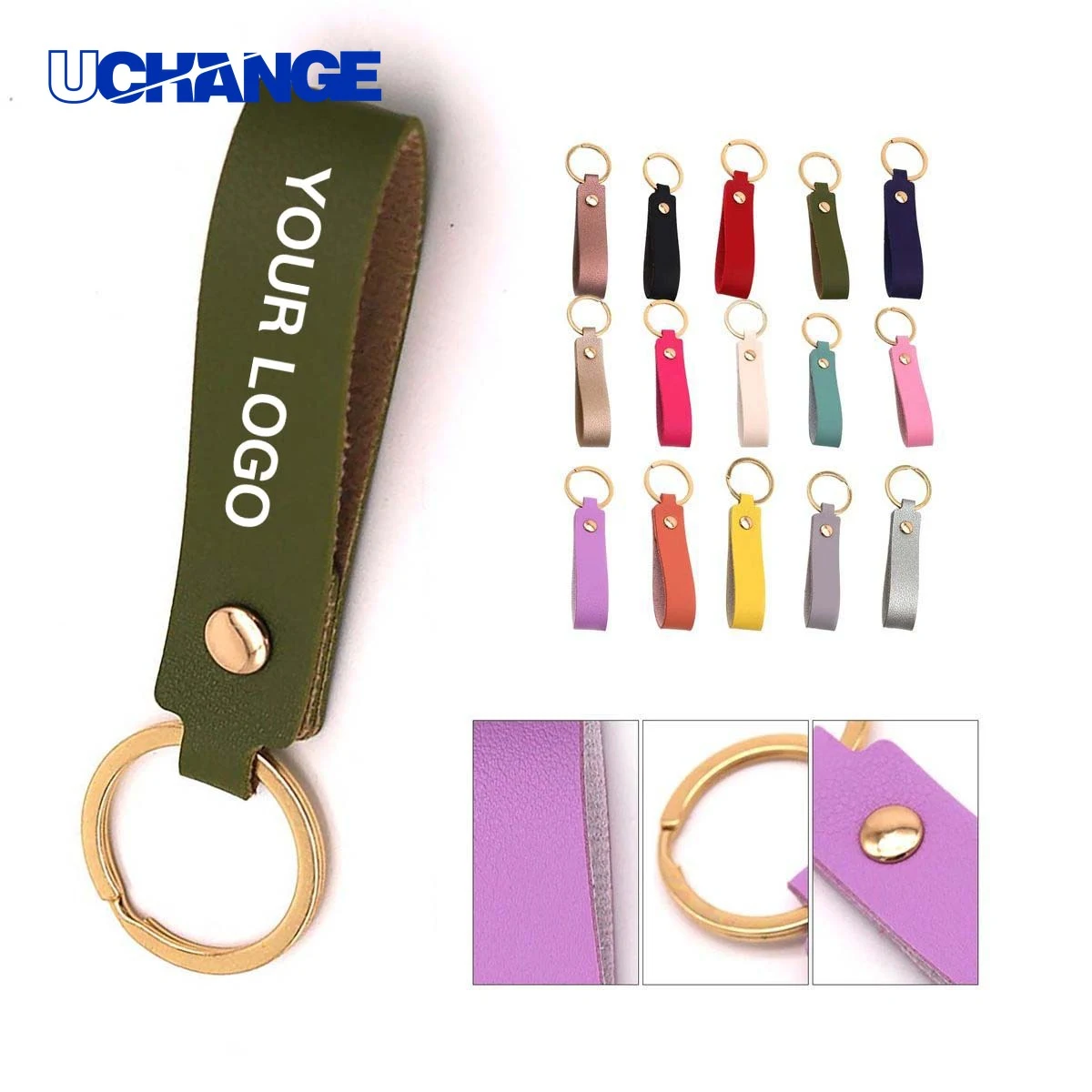 Leather Key Holder Keychain with Ring Attachment 1