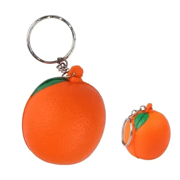 Custom 1.6" Orange PU Stress Ball with Split Ring — Anxiety Relief Keychain 1