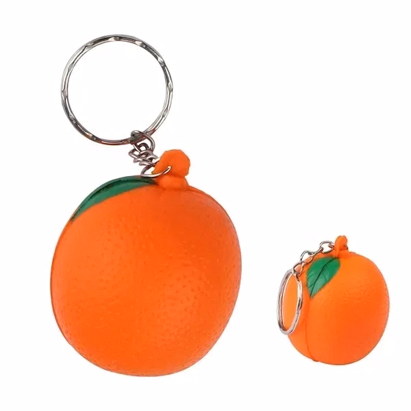 Custom 1.6" Orange PU Stress Ball with Split Ring — Anxiety Relief Keychain