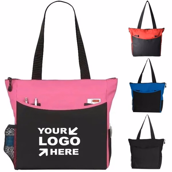 Promotional 600D Polyester Zippered Tradeshow Tote Bag