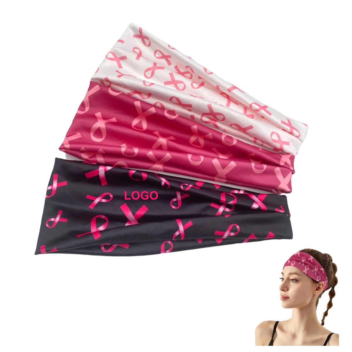 Breast Cancer Awareness Printed Headband(direct import) 1