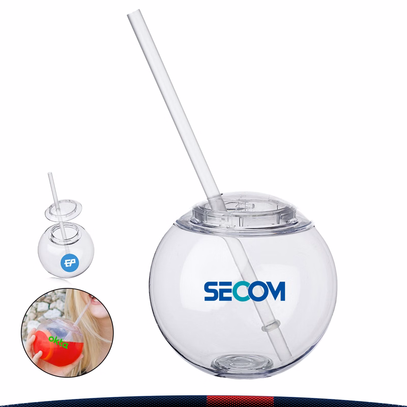 15 oz. Plastic Cocktail Ball with Straw