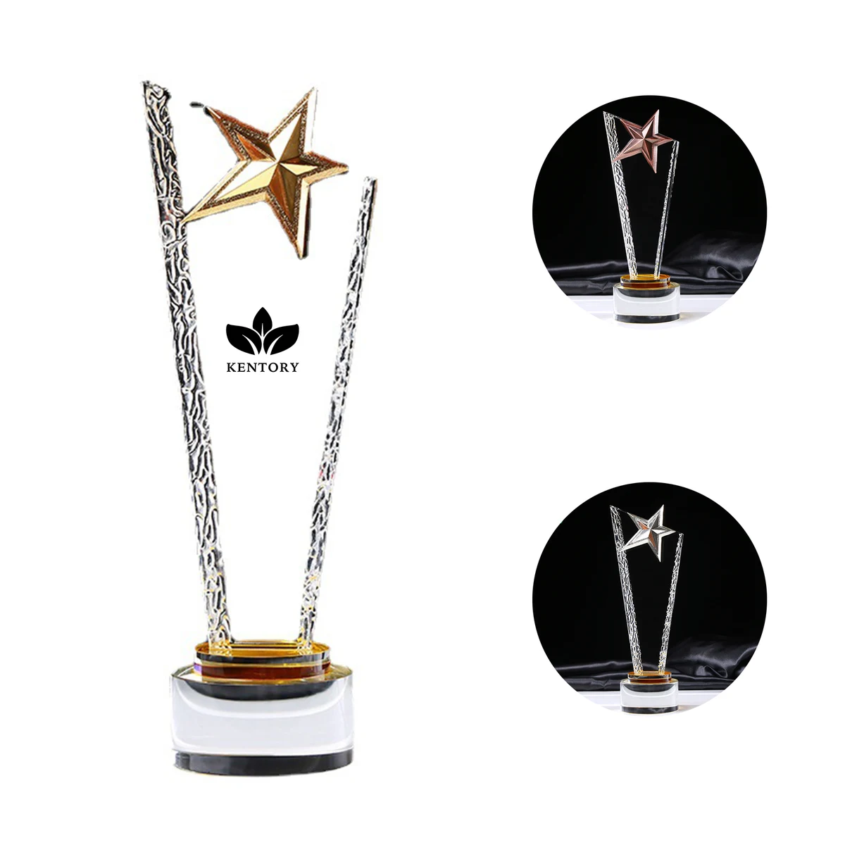 Engraved Crystal Trophy With Star On Top 1