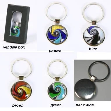Multi Color Glass Covered Swirl KeyChain, SP 1