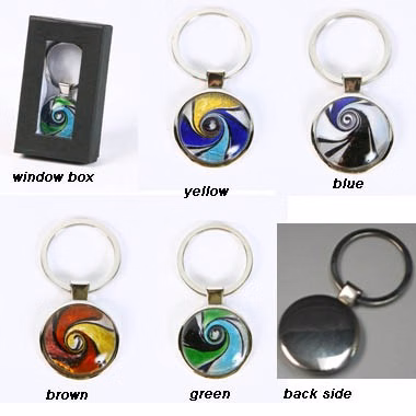 Multi Color Glass Covered Swirl KeyChain, SP