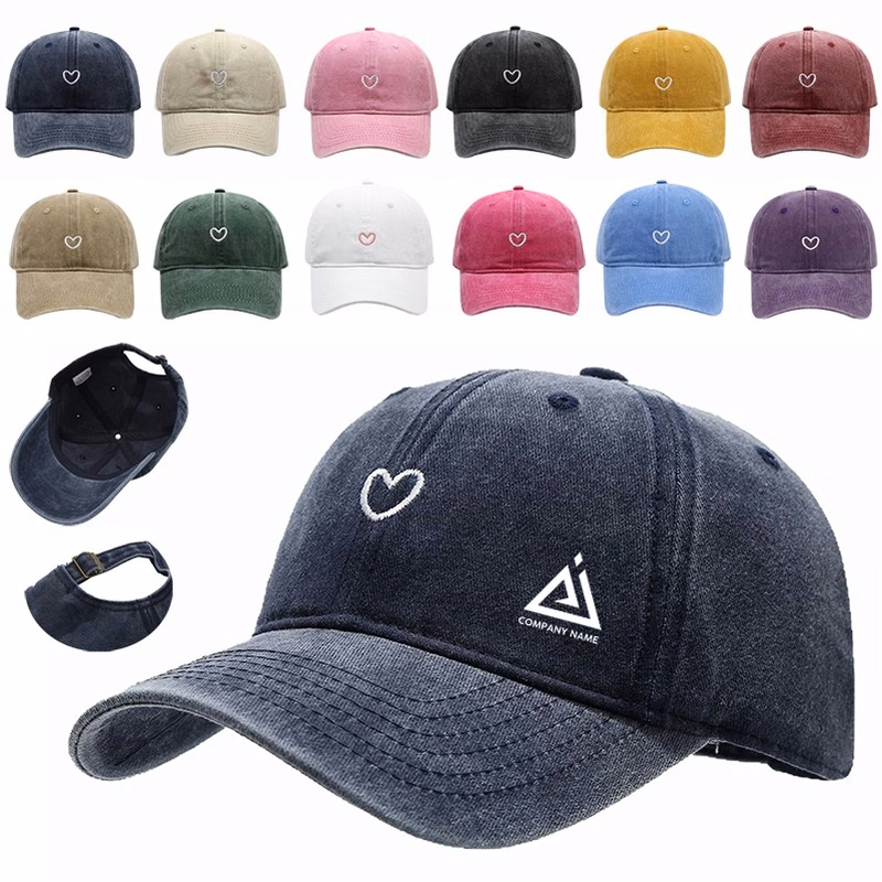 Heart Embroidery Soft Top Fashion Baseball Cap