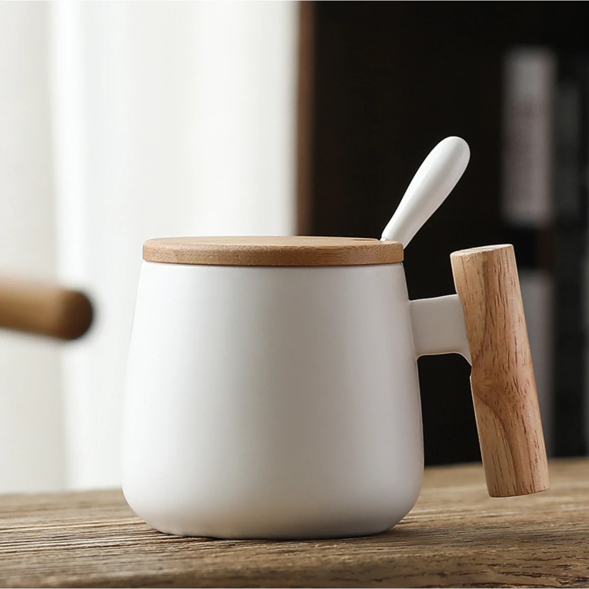 15Oz.Coffee Mug with Lid Spoon 1