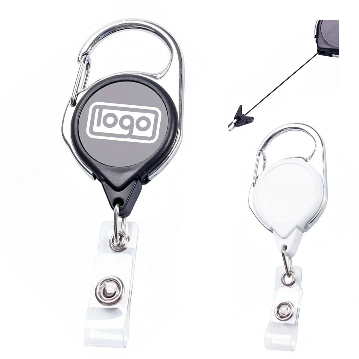 Retractable Badge Reel with Carabiner Clip 1