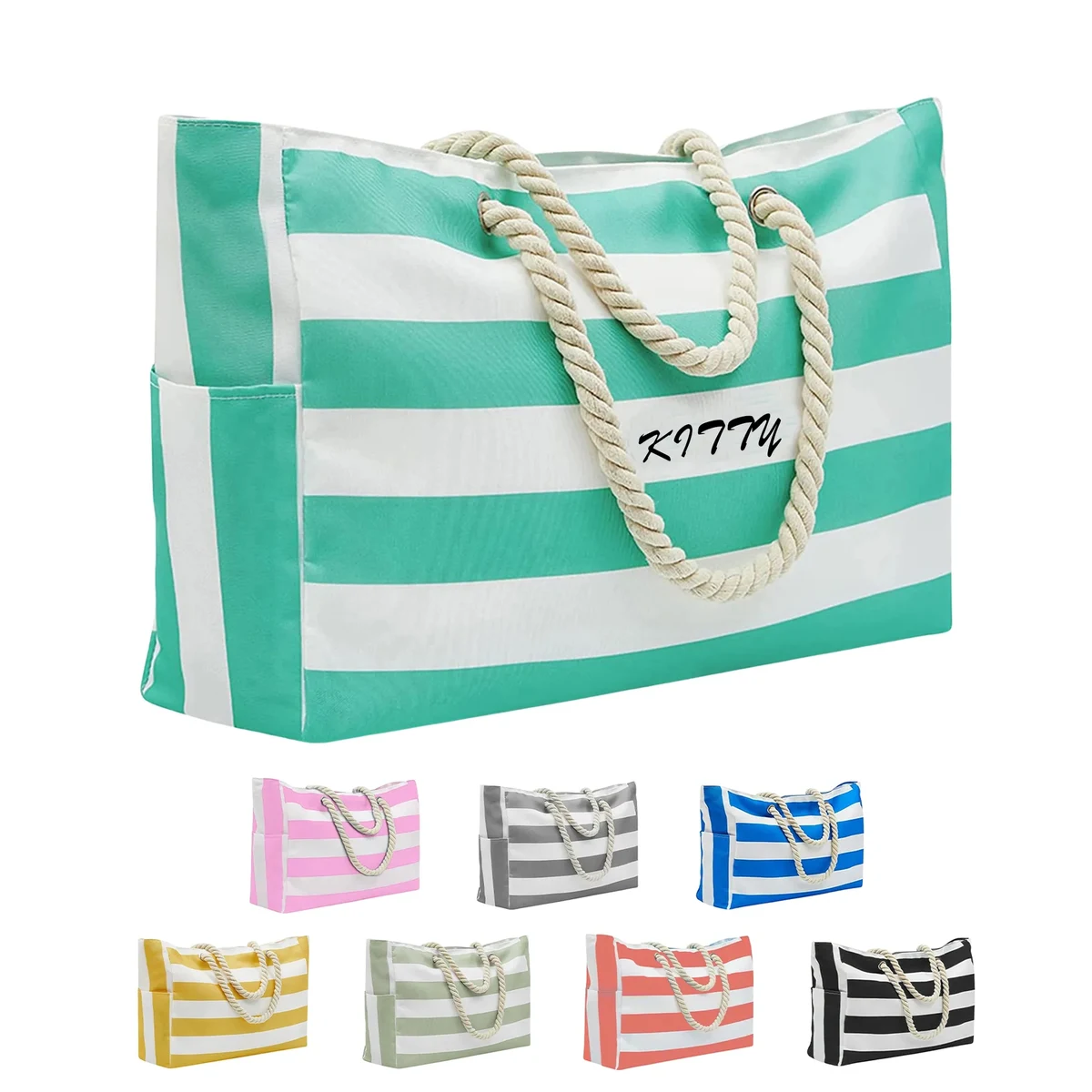 Striped Large-Capacity Travel Beach Bag 1