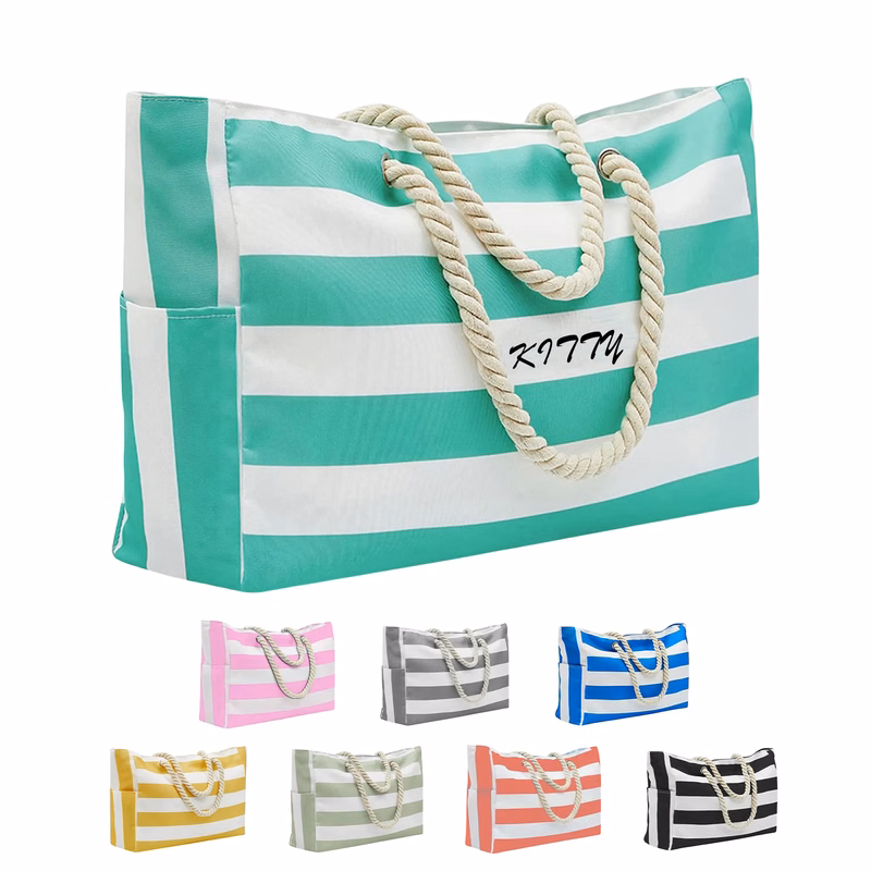 Striped Large-Capacity Travel Beach Bag