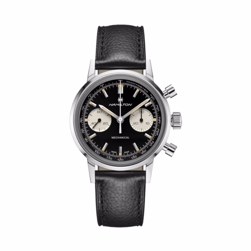Hamilton American Classic Intra-Matic Chronograph H Black Leather Strap Watch