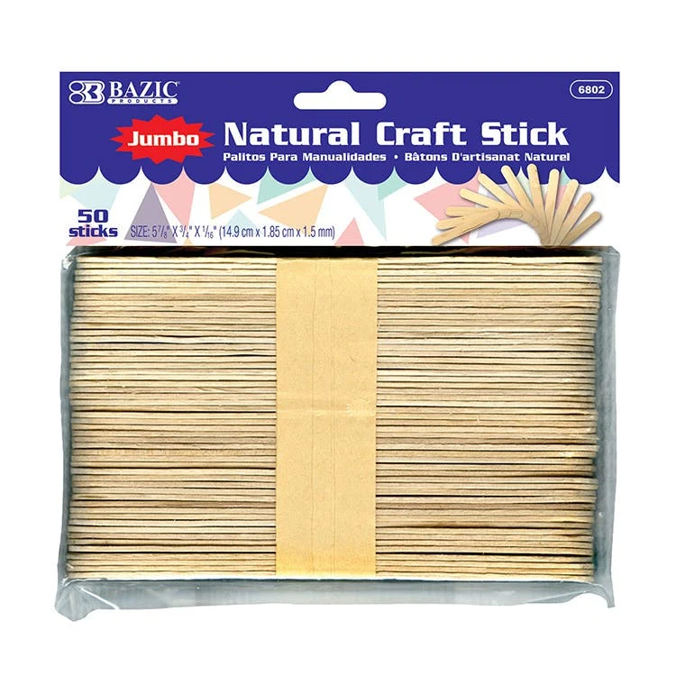 Natural Craft Sticks - 50 Pack Jumbo 1