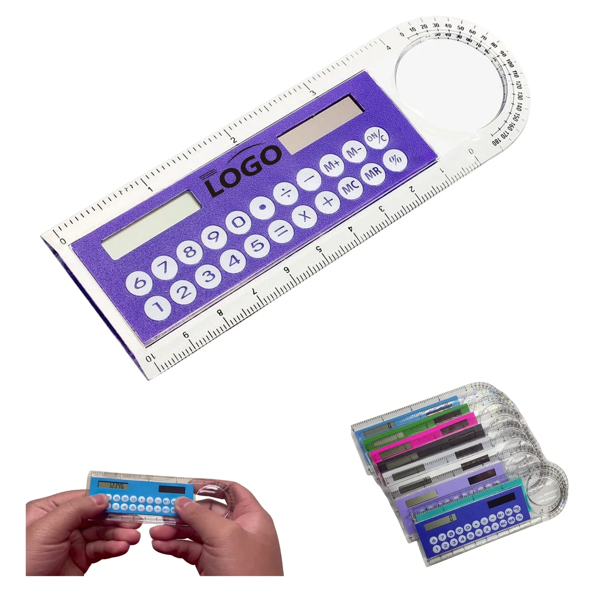 Multi-function Solar Calculator Magnifier Ruler 1