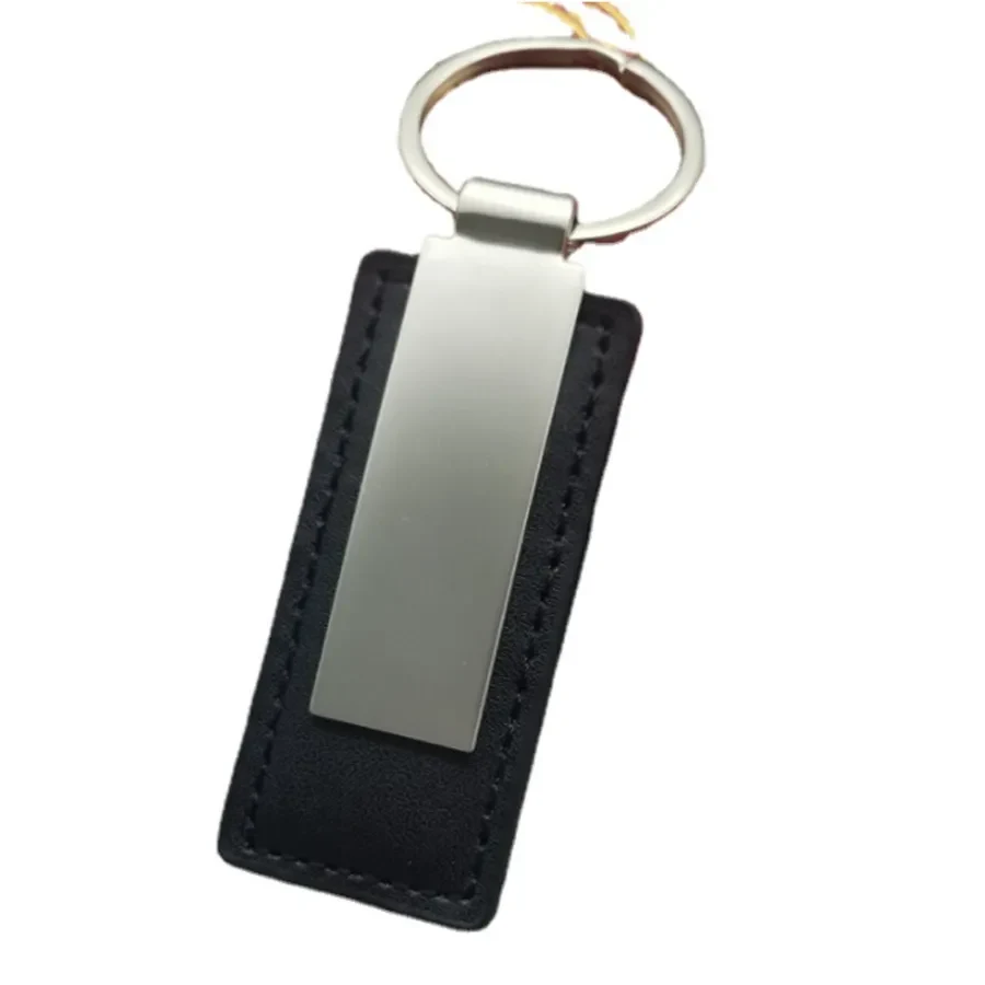 Rectangle Leather & Metal Keychain 1