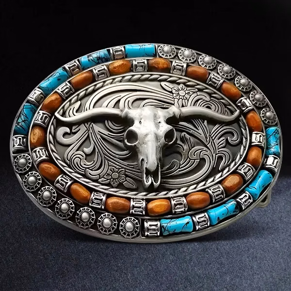 Belt Buckle with Turquoise Bead