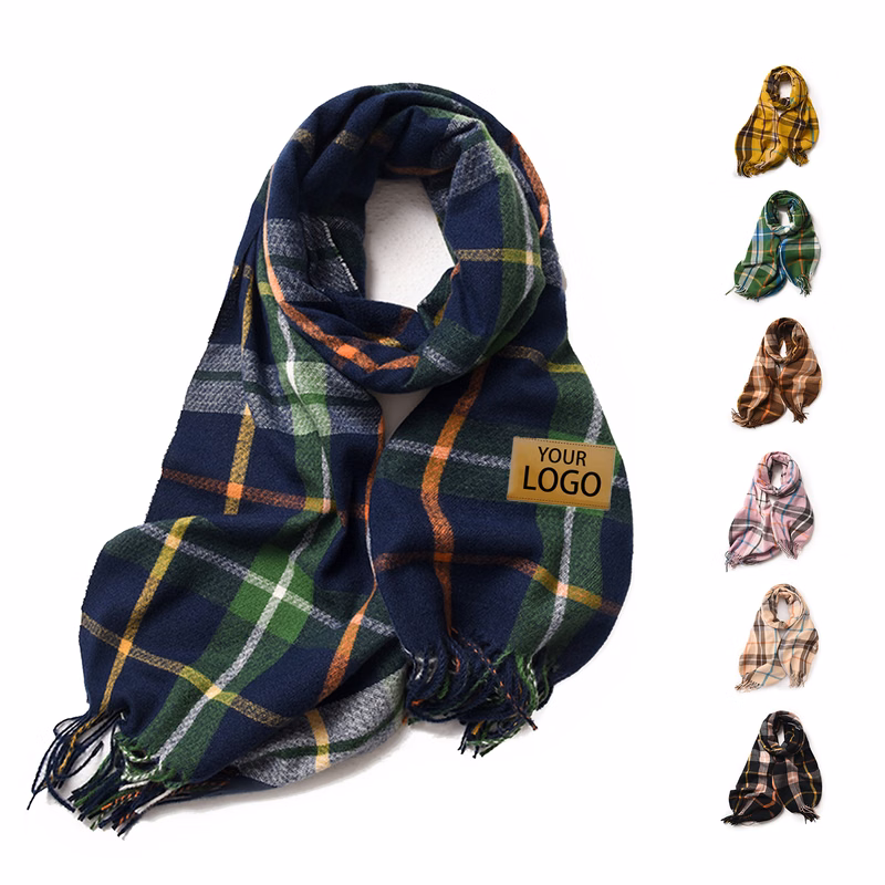 Winter Thick Warm Knit Large Plaid Scarf
