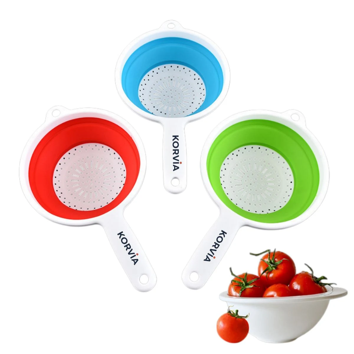 Collapsible Silicone Colander with Handle 1