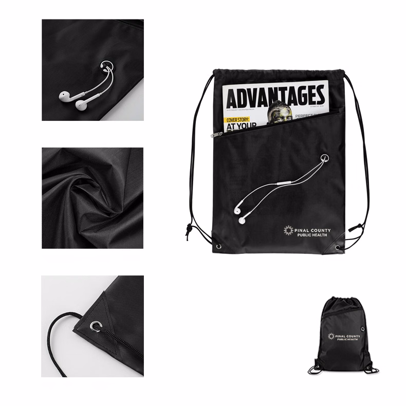 Multifunctional Polyester String Bag with earphone jack