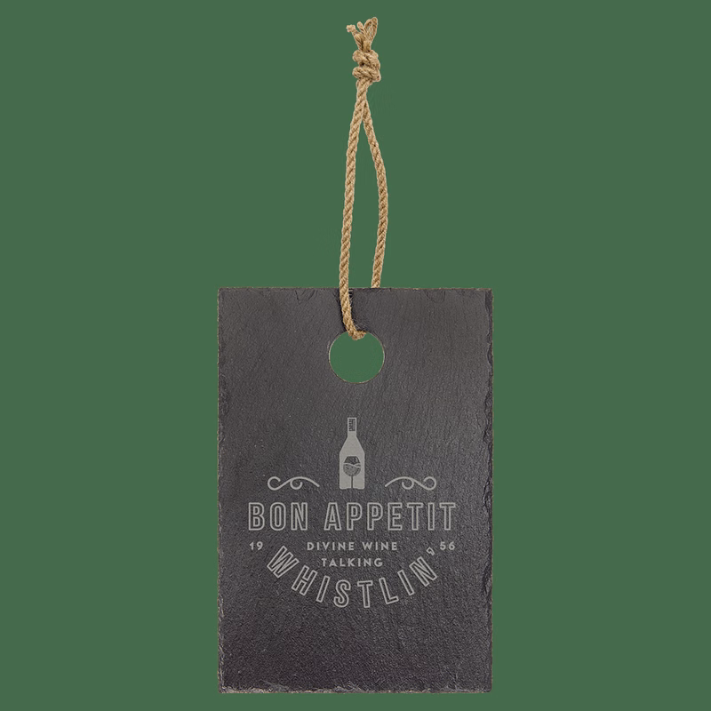 9" x 6" Charcoal Gray Rectangle Slate Cutting Board with Hanger String