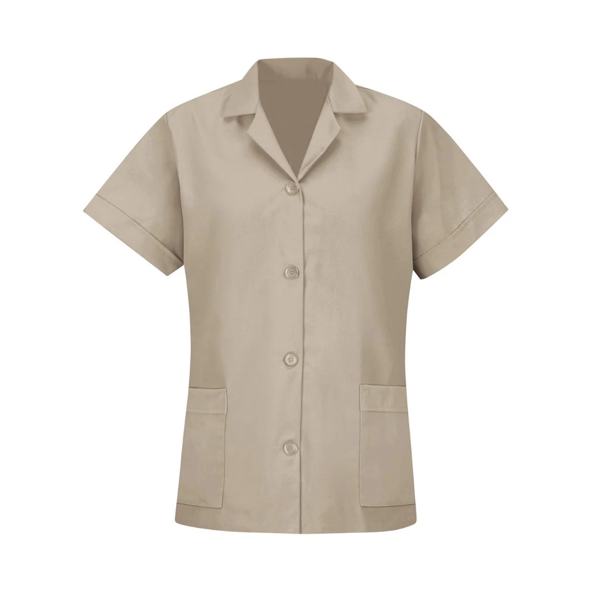 Women's Loose Fit Short Sleeve Button Smock - TP23 1