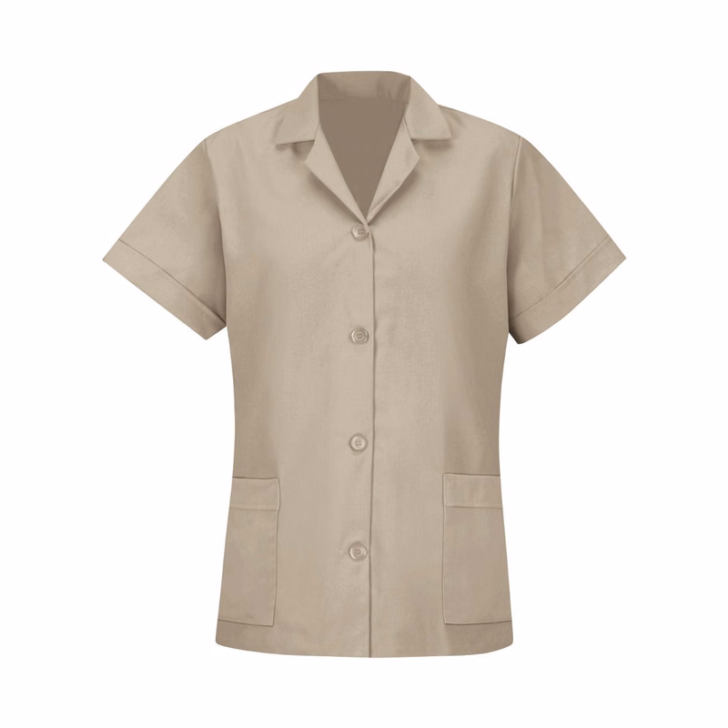 Women's Loose Fit Short Sleeve Button Smock - TP23