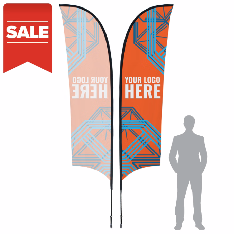 SPECIAL SALE - Printed Sunblade Flag w/ Heavy Duty Pole - 8' / 13' / 17'