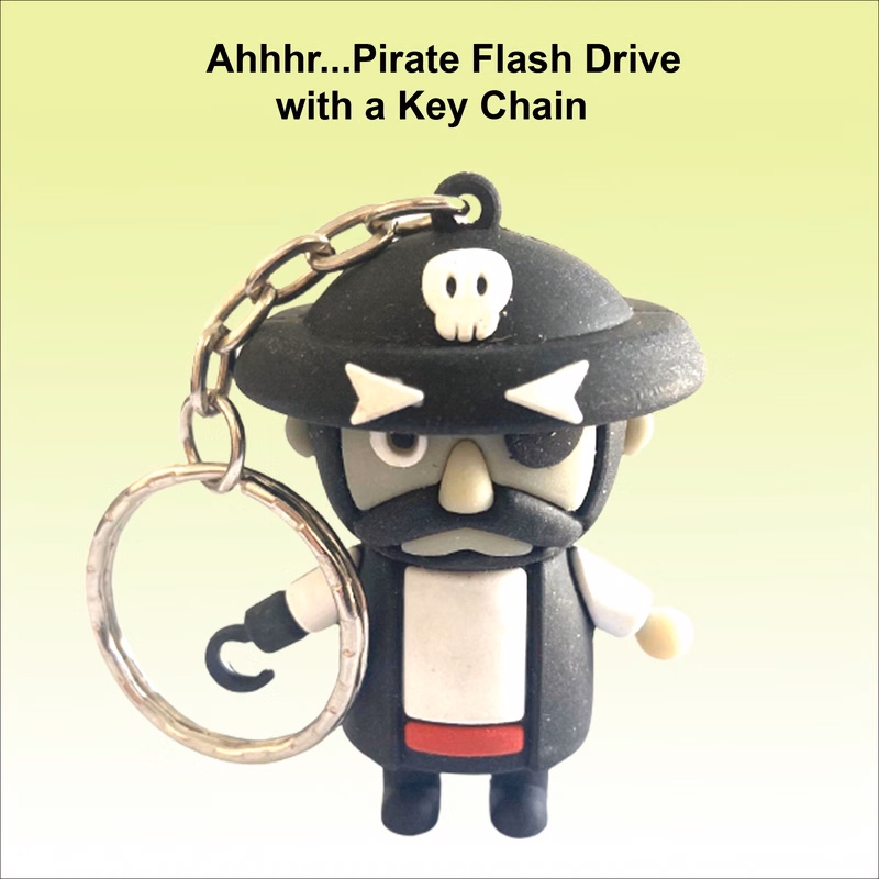 Pirate Flash Drive with Key Chain/ USB - 8 GB Memory