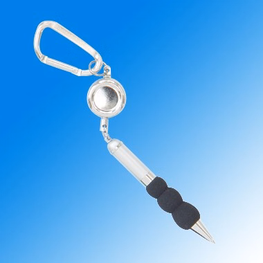 Silver Soft Grip Pen with Keychain Clip